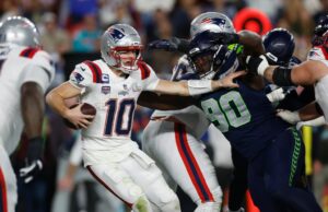 Análise instantânea do Super Bowl 60: Seahawks derrotam Patriots no Levi’s Stadium Eric Saubert (81), do Seattle Seahawks, faz uma recepção para touchdown no quarto período do Super Bowl 60 no Levi's Stadium em Santa Clara, Califórnia, no domingo, 8 de fevereiro de 2026. (Jose Carlos Fajardo/Bay Area News Group)