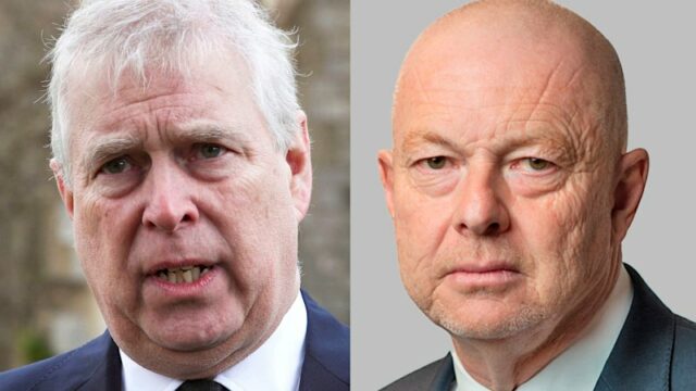 Gary Bloxsome (à direita) é o consultor jurídico de Andrew desde sua entrevista no Newsnight em 2019.