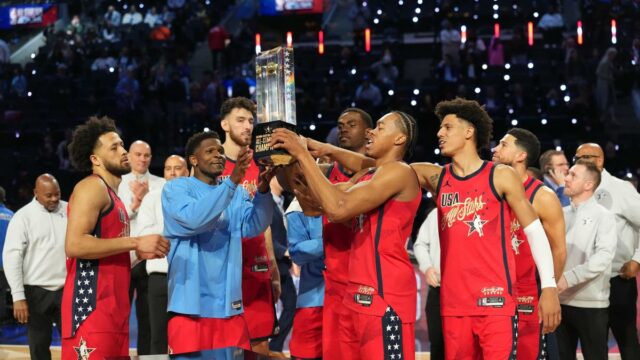 Anthony Edwards, jovens estrelas dos EUA prevalecem no novo formato All-Star Game
