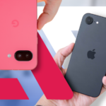 O Pixel 9 e o iPhone 16 em um banco.