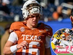Arch Manning sem bota de caminhada após a cirurgia – mas sua elasticidade será limitada O quarterback do Texas Longhorns, Arch Manning (16), durante o aquecimento pré-jogo antes do Cheez-Its Bowl em Orlando, Flórida.