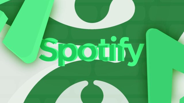 Logotipo do Spotify cercado por ícones dos recursos Blend, Jam e Spotify Connect.