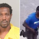 Charles Saunders é visto em sua foto vestindo um macacão amarelo.