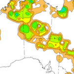 As chuvas foram registradas ontem em todo o país.