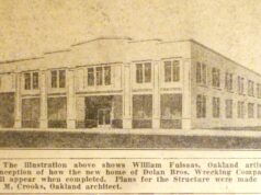 Berkeley, uma retrospectiva: mulher baleada por policial em 1926 deve sobreviver Esta bela nova estrutura para abrigar uma grande empresa especializada na demolição de edifícios foi planejada no início de 1926 para construção na esquina sudoeste das avenidas Ashby e San Pablo, em Berkeley. (foto cortesia da Sociedade Histórica e Museu de Berkeley)