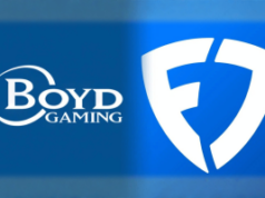 Boyd Gaming relata maior receita em 2025, impulsionada pelo lucro da venda da FanDuel Boyd Gaming relata maior receita em 2025, impulsionada pelo lucro da venda da FanDuel. Gráfico azul mostrando o logotipo da Boyd Gaming à esquerda e um logotipo do escudo FanDuel branco estilizado à direita contra um fundo gradiente azul.