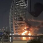 Fogo e fumaça foram vistos no luxuoso hotel Burj Al Arab, no arquipélago Palm, em Dubai