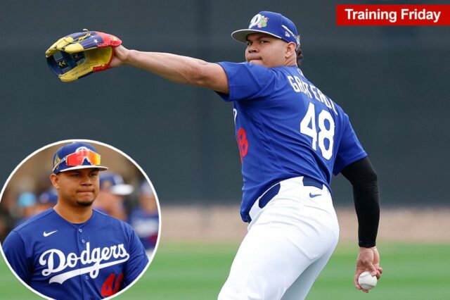 O apaziguador dos Dodgers, Brusdar Graterol, no treinamento de primavera. 