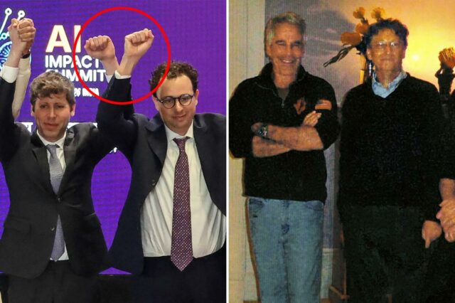 Caos na principal cúpula de IA quando Bill Gates, atormentado por escândalos, desiste abruptamente e Sam Altman, rival, evita desajeitadamente apertar as mãos
