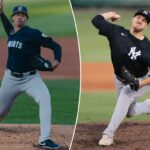 Carlos Lagrange #38 dos arremessos do Somerset Patriots durante o jogo entre o Somerset Patriots e o Binghamton Rumble Ponies no Mirabito Stadium na quinta-feira, 18 de setembro de 2025 em Binghamton, Nova York.