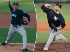 Carlos Lagrange e Ben Hess se juntarão aos Yankees no treinamento de primavera da grande liga Carlos Lagrange #38 dos arremessos do Somerset Patriots durante o jogo entre o Somerset Patriots e o Binghamton Rumble Ponies no Mirabito Stadium na quinta-feira, 18 de setembro de 2025 em Binghamton, Nova York.