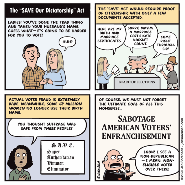 Cartoon: A Lei 'SALVE a nossa ditadura'
