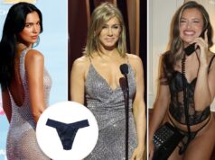 Celebridades e compradores juram que esta é a tanga mais confortável do mundo – e já está à venda Uma mulher vestindo calcinha preta de renda de cintura baixa.