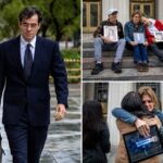 O CEO do Instagram, Adam Mosseri, entrando no tribunal para o julgamento de dependência de mídia social.