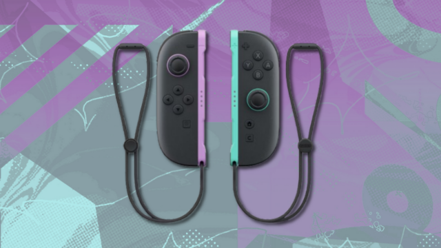 Controladores Nintendo Switch 2 Joy-Con em roxo e verde