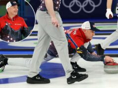 Como um advogado de 54 anos acaba de fazer história nas Olimpíadas dos EUA Rich Ruohonen, dos Estados Unidos, em ação durante a partida contra a Suíça na sessão Round Robin masculina em 12 de fevereiro de 2026.