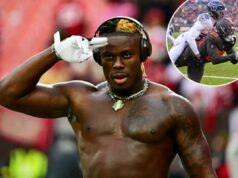 David Njoku anuncia que o tempo com os Browns acabou após nove temporadas: ‘Bela jornada’ O tight end do Cleveland Browns, David Njoku (85), se aquecendo.