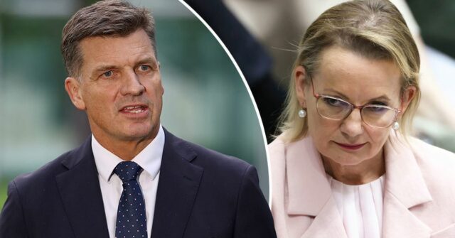Membro de Hume Angus Taylor durante uma conferência de imprensa no Parlamento em Canberra na quarta-feira, 11 de fevereiro de 2026. fedpol Foto: Alex Ellinghausen