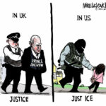 Desenho animado: Justiça vs. apenas ICE