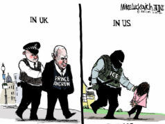 Desenho animado: Justiça vs. apenas ICE Desenho animado: Justiça vs. apenas ICE