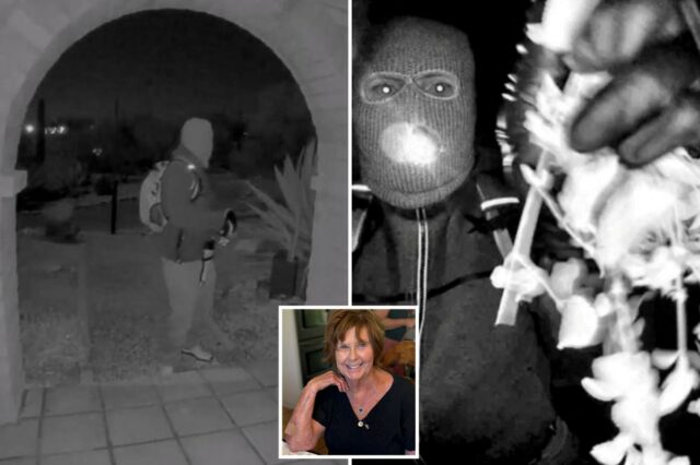 Esta combinação de imagens fornecidas pelo FBI mostra imagens de vigilância na casa de Nancy Guthrie na noite em que ela desapareceu em Tucson.