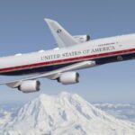 Uma renderização da Boeing mostra o Força Aérea Um voando no novo esquema de cores.