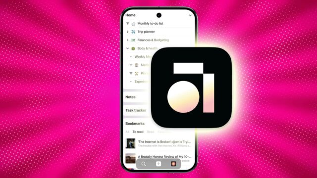 Encontrei um aplicativo de produtividade Android completo e não consigo Ilustração de uma mão segurando um telefone com o mascote do Android na tela e vários ícones de aplicativos ao redor.