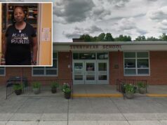 Escola primária superlotada de Nova Jersey transforma escritório principal em sala de aula A Dra. Tammy Jenkins, diretora da Escola Primária Sunnymead, está parada na porta.