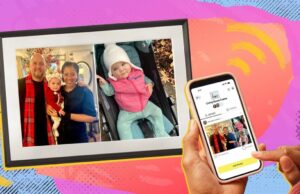 Este porta-retratos inteligente me permite fazer upload de fotos de crianças em qualquer lugar. Minha família inteira comprou um Logotipo da Perspectivas Mashable