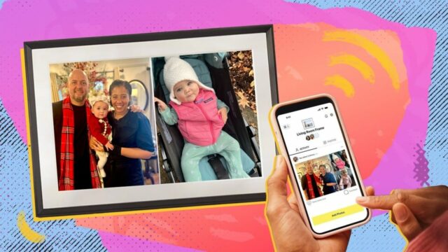 Este porta-retratos inteligente me permite fazer upload de fotos de Logotipo da Perspectivas Mashable