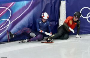 Estrela da equipe GB DESQUALIFICADA da corrida olímpica depois de passar agonizantemente perto de ganhar uma medalha improvável antes de cair nas voltas finais Niall Treacy foi desclassificado da patinação de velocidade em pista curta nas Olimpíadas de Inverno