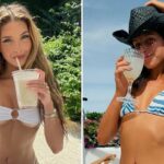 Estrelas sensuais bebendo margaritas para o Dia Nacional da Margarita