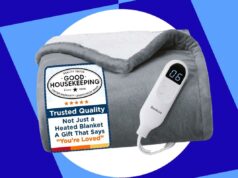 Eu sairia, mas meu cobertor aquecido (34% de desconto) e eu estamos seriamente comprometidos agora Um cobertor aquecido Bedsure cinza com display remoto