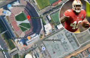 Ex-49ers revela preocupações sobre a usina do time: ‘Nada a ver com lesões’ Mapa de satélite mostrando o Levi's Stadium, o centro de treinamento do San Francisco 49ers e uma subestação elétrica.