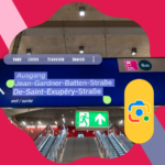 Duas mulheres andando na rua, com alguns recursos do Google Lens em destaque e seu logotipo ao fundo.