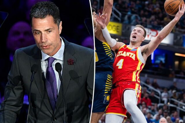 O armador do Lakers, Luke Kennard, chega para o primeiro jogo em casa