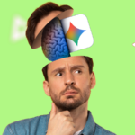 Ilustração mostrando o logotipo da Gemini no centro, cercado por ícones do Gmail, Docs, restaurante e viagens do Google.