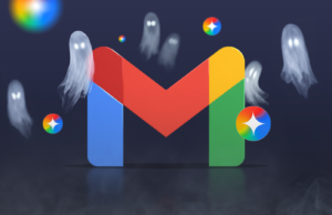 Gemini no Gmail está economizando meu tempo ao aperfeiçoar a arte do fantasma Ilustração de uma mão robótica segurando o logotipo do Gmail, cercada por brilhos do Google Gemini e aviões de papel voando.