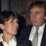 Ghislaine Maxwell e Donald Trump em uma festa em 1997.