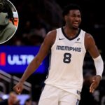 Jaren Jackson Jr. do Memphis Grizzlies reagindo após uma cesta.