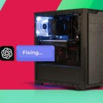 Uma variedade de eletrodomésticos dispostos juntos em um piso de madeira, com o logotipo NotebookLM brilhando no centro