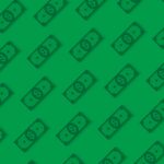 Money or finance green pattern with dollar banknotes. Banking, cashback, payment, e-commerce. Vector background.