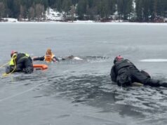 Homem de Washington cai no gelo em lago gelado – bem na frente de policiais praticando resgates na água Homem de Washington cai no gelo em lago gelado – bem na frente de policiais praticando resgates na água