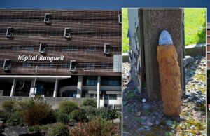 Hospital evacuado após projétil de artilharia de 8 polegadas da Primeira Guerra Mundial descoberto na bunda do paciente Uma concha da Primeira Guerra Mundial.