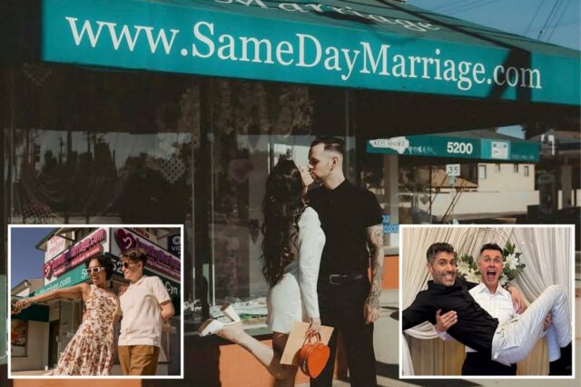 'I Do' em um minuto de Los Angeles enquanto os 'I Do' em um minuto de Los Angeles enquanto os casamentos no mesmo dia explodem no Dia dos Namorados