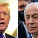 O primeiro-ministro de Israel, Benjamin Netanyahu, reage durante o funeral do refém israelense Ran Gvili, cujos restos mortais foram trazidos de volta a Israel, na cidade de Meitar, no sul, na quarta-feira, 28 de janeiro de 2026. (Chaim Goldberg/Pool Photo via AP)