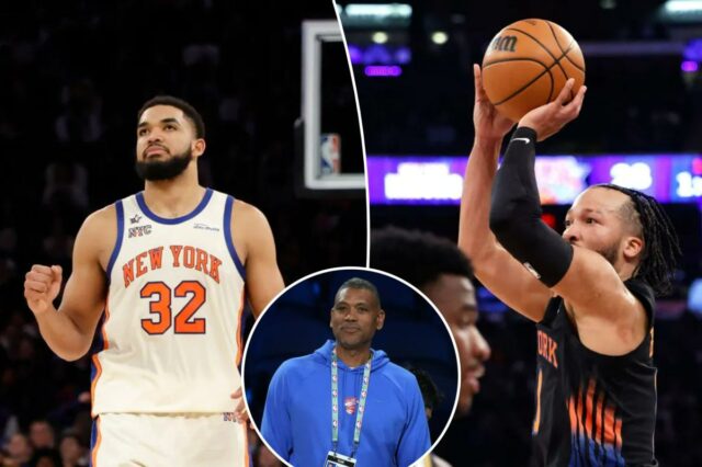 Jalen Brunson e Karl-Anthony Towns juntam-se a Allan Houston para Jalen Brunson e Karl-Anthony Towns juntam-se a Allan Houston para a equipe Knicks no renascimento do evento All-Star
