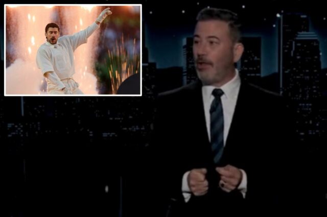 Jimmy Kimmel critica os liberais por não serem fãs de Bad Bunny, apesar de saudar o show do intervalo
