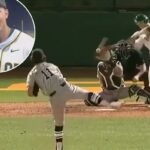 Tyce Armstrong fala aos repórteres após o jogo de Baylor em 13 de fevereiro.