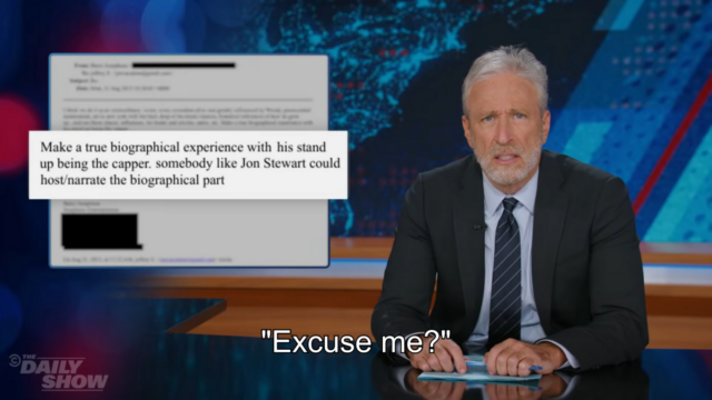 Jon Stewart brinca sobre encontrar seu próprio nome nos arquivos de Epstein
